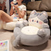 Tatami Floor Cushion with Backrest — 50×50cm Faux Rabbit Fur Lazy Seat (Grey/Pink)