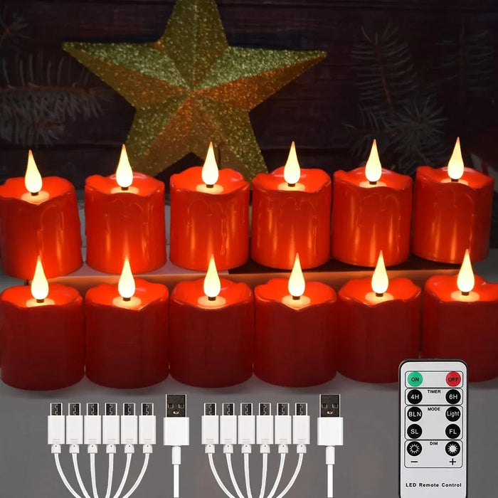 Rechargeable Waterproof LED Tea Lights with Remote Timer — Flameless Home & Wedding Candles