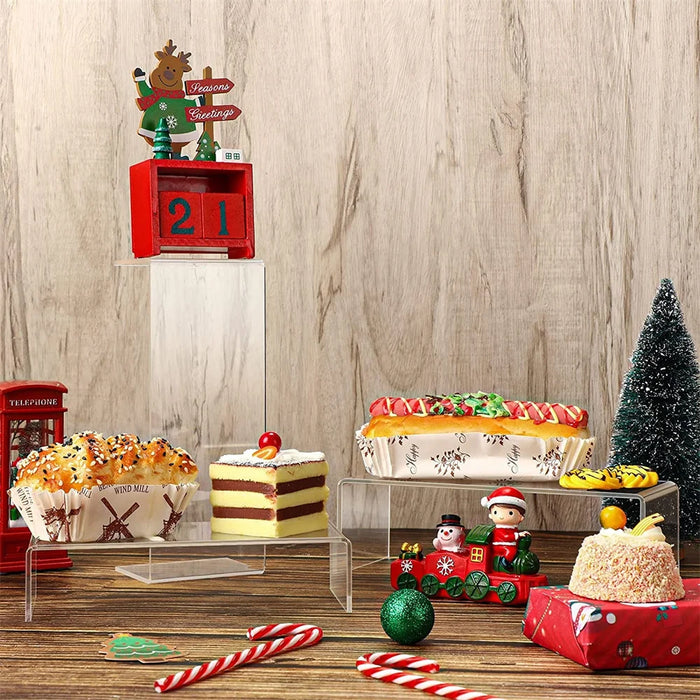 5-piece Acrylic Rectangular Cupcake Display Stand – Transparent Dessert Showcase