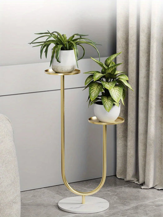 Metal Vertical Plant Stand with Dual Holders – Pot Rack for Living Room, Balcony & Office