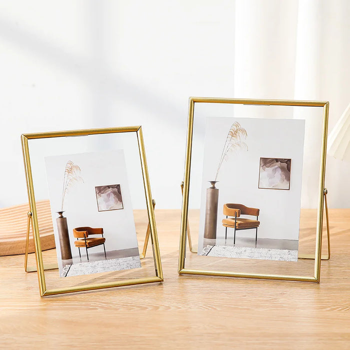 4- & 6-inch Metal Floating Photo Frame — Gold or Black with Transparent Acrylic Panels
