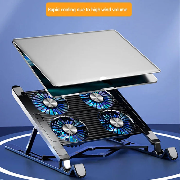 Foldable Laptop Cooling Stand with 4 Fans — Fits 13–17.3-inch Notebooks
