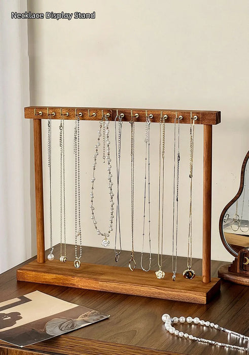 Solid Wood Jewellery Display Stand – Countertop Necklace & Bracelet Rack