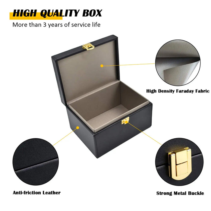 Faraday Box for Car Keys — Signal-Blocking Key Safe (Black, 9×17×12cm)