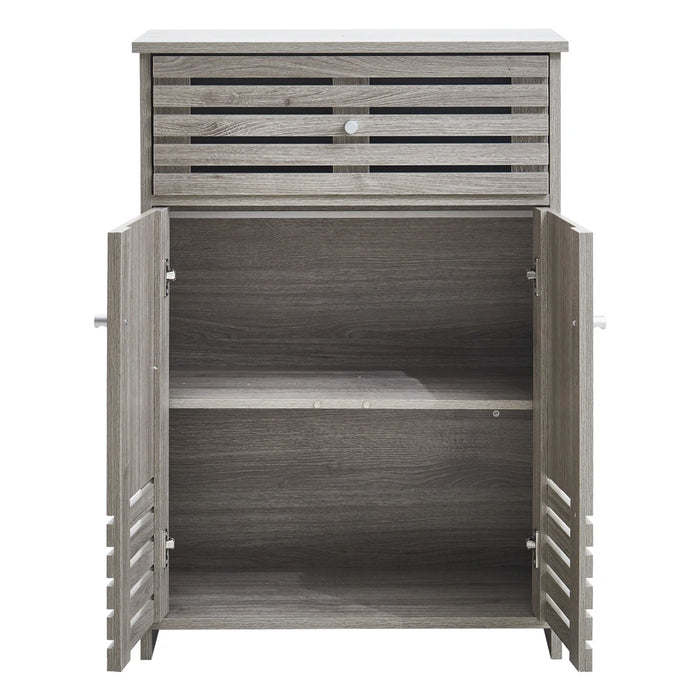 Modern Wooden Freestanding Bathroom Cabinet - Grey Oak, 60 x 30 x 85cm