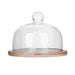 Wooden Cake Stand with Transparent Dome — Dessert Plate & Cupcake Display (Turntable)