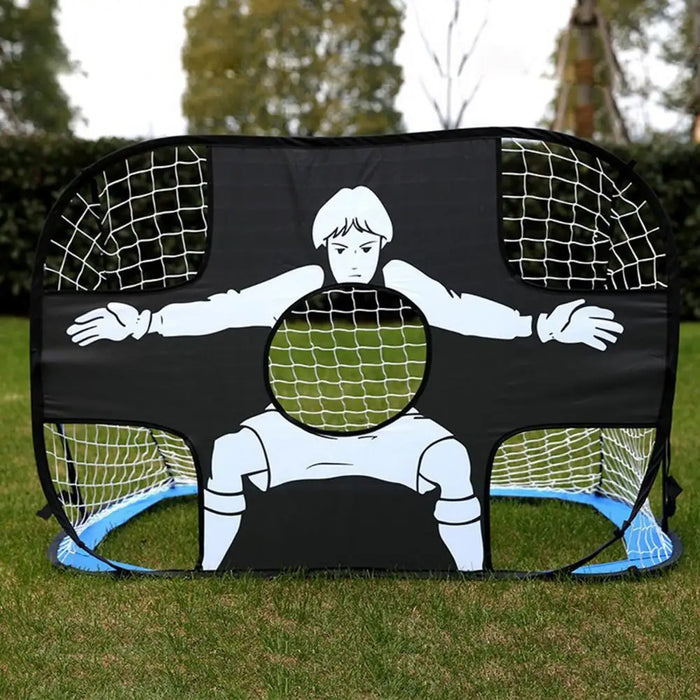 Foldable Heavy-Duty Kids' Football Goal – 120×80×80cm, Reinforced Net (Blue)
