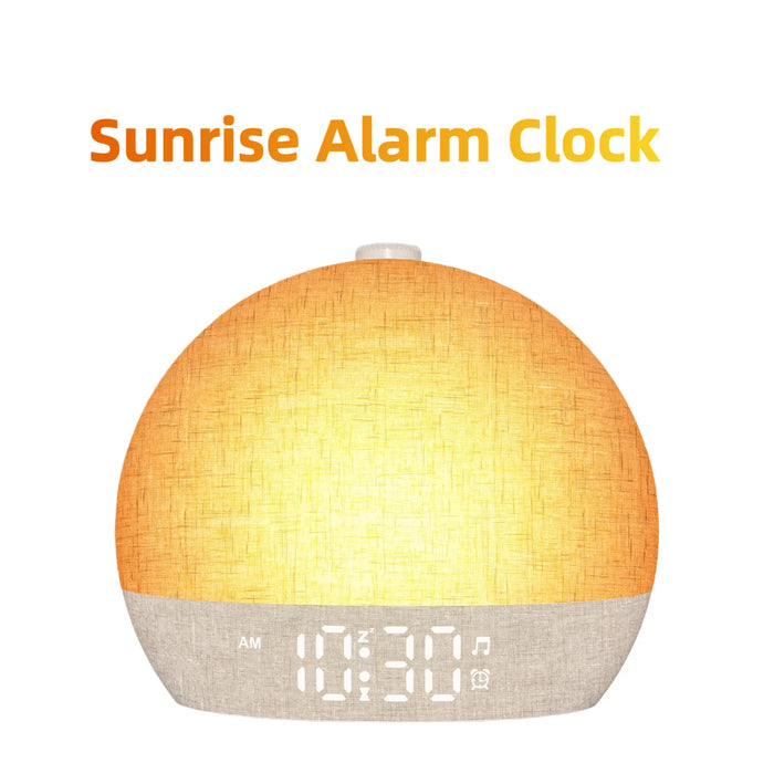 Sunrise Wake-Up Light Alarm Clock with Dimmable Night Light & 30 Soothing Sounds