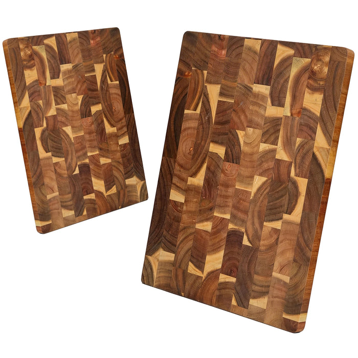 Acacia End-Grain Reversible Cutting Board — Multi‑Purpose Serving & Prep Tray, 38×28×1.8cm, 1pc