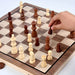 Wooden Folding Chess & Checkers Set — Portable Table Game with 2 Extra Queens, Beginner Friendly