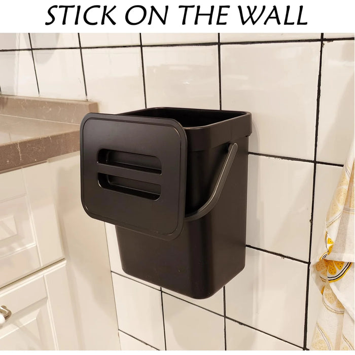 Countertop Compost Bin with Lid – Hanging or Freestanding Kitchen & Bathroom Bin (3L/5L)