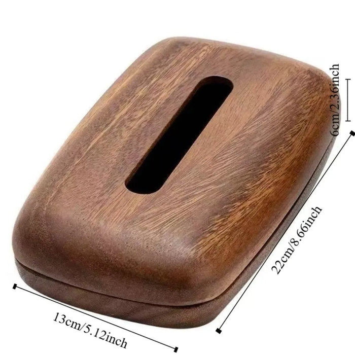 Nut‑brown Solid Wood Tissue Box Cover — Simple, Large Capacity Tissue Holder