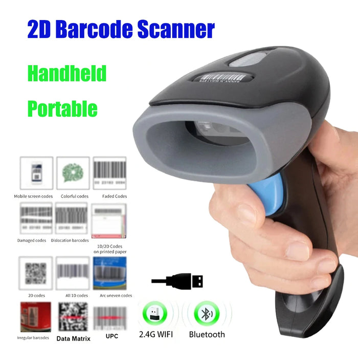U20 Bluetooth/Wired 1D & 2D Handheld Barcode Scanner – Portable CMOS QR Reader