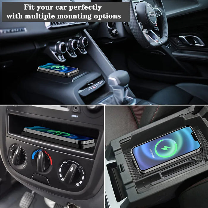 Wireless Car Charging Pad for iPhone 16/15/15 Pro Max, 14–X & Samsung S24/S23 — Silicone Pad, 15W Fast Charge