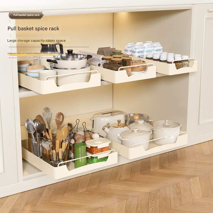 Under-sink Pull-out Drawer Organiser – No-drill Sliding Storage Rack for Kitchen & Bathroom
