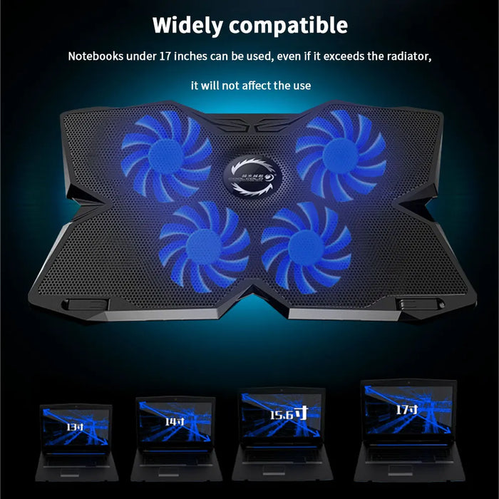 Laptop Cooler Stand with 4 Fans & 2 USB Ports — Fits 13–17 inch