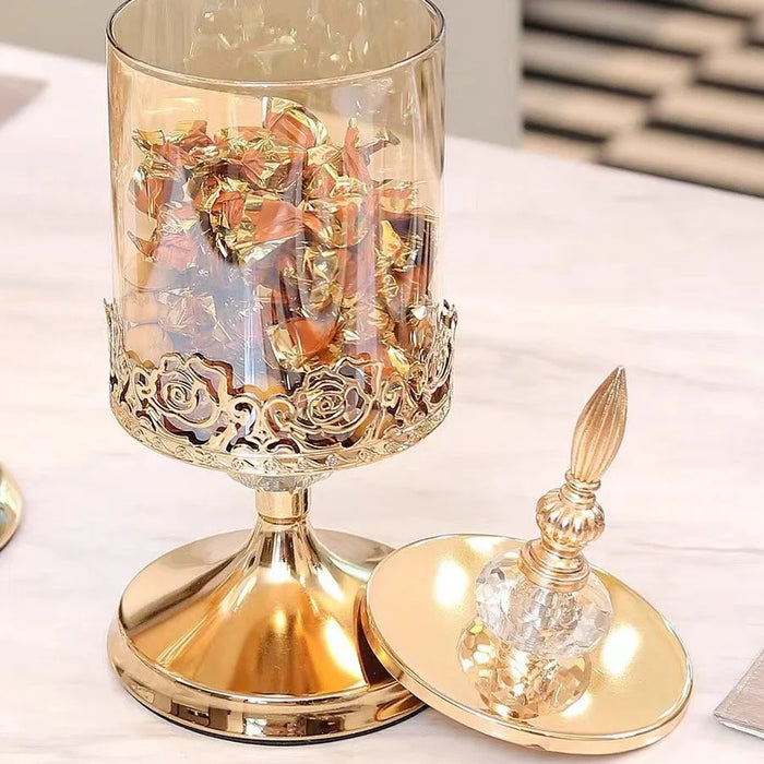 Light Luxury Crystal Glass Storage Jar with Lid — European & American Style