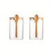 Airtight Glass Jars with Bamboo Lids & Spoons — 18oz (>501ml) — Pack of 1/2/3/4 — Transparent Food Storage for Spices, Beans & Tea