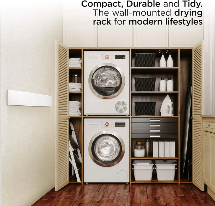 80cm Wall-Mounted Foldable Laundry Rack — 5-Rod White Stainless Steel