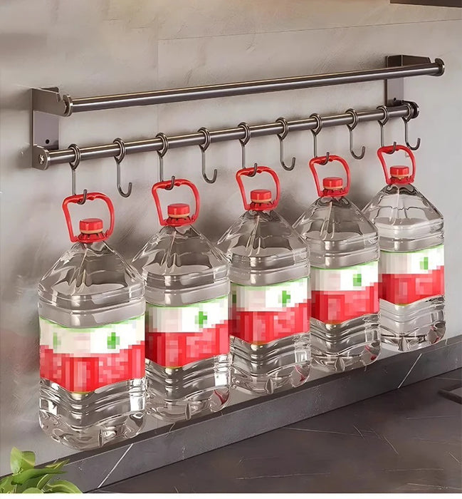 Stainless Steel Double-Rod Kitchen Rack — Spoon Holder & Kitchen Roll Dispenser