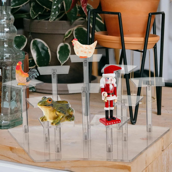 8/10-Tier Acrylic Display Riser Shelf — Layered Stand for Action Figures, Perfume & Desserts