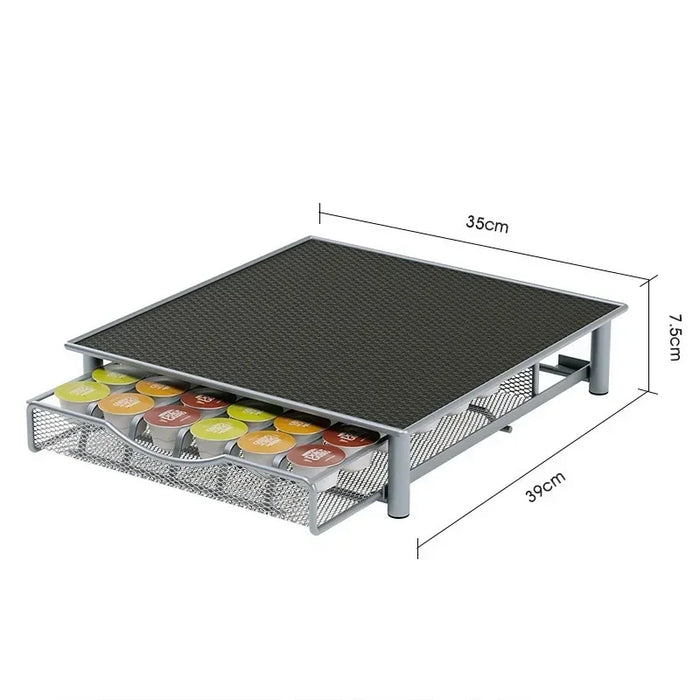 Metal Coffee Capsule Drawer Rack – 36-Capsule Desktop Storage Shelf