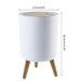 7L Round Wood‑Grain Press Dustbin with Legs