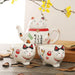 Japanese-style Maneki Neko Porcelain Tea Set with Strainer