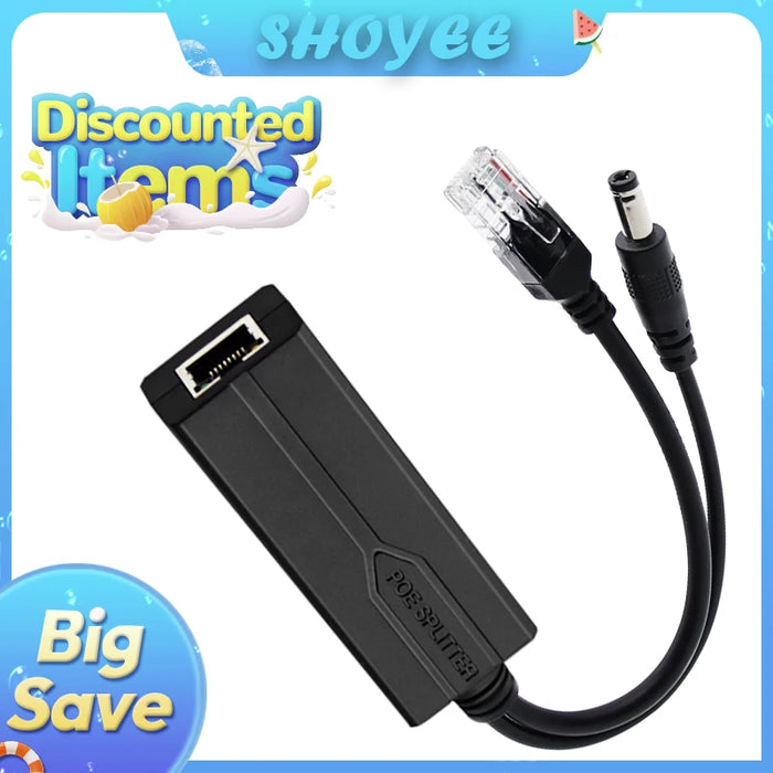 PoE Splitter 48V to 12V/5V IEEE 802.3af Power over Ethernet Adapter (Plug & Play)