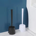 Long‑Handle Toilet Brush with Holder — Flexible Deep‑Clean, Portable (White or Black)