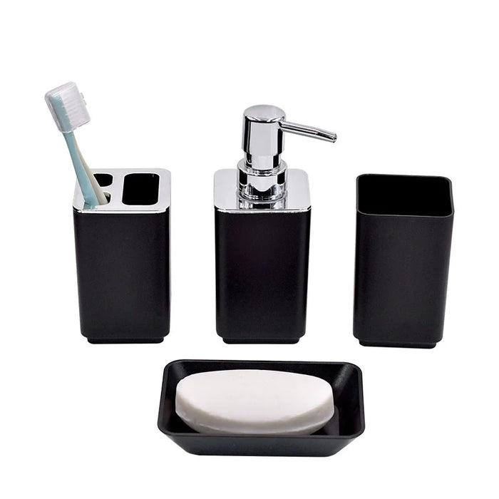8‑Piece Bathroom Organiser Set — Soap Dispenser, Brush, Trash Can & Cup