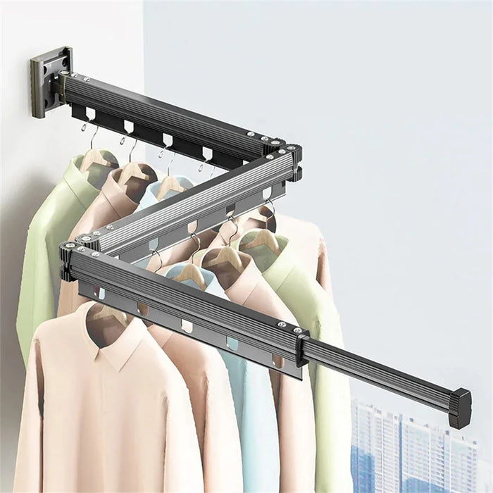Aluminium Folding Wall-Mounted Drying Rack — Space-Saving Collapsible Clothes Hanger