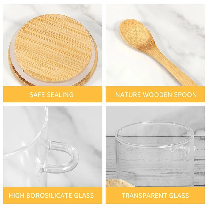 Borosilicate Glass Storage Jar with Bamboo Lid & Spoon, 620ml