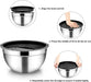 6-Piece Stainless Steel Nesting Mixing Bowls with Black Lids and Non-Slip Bases