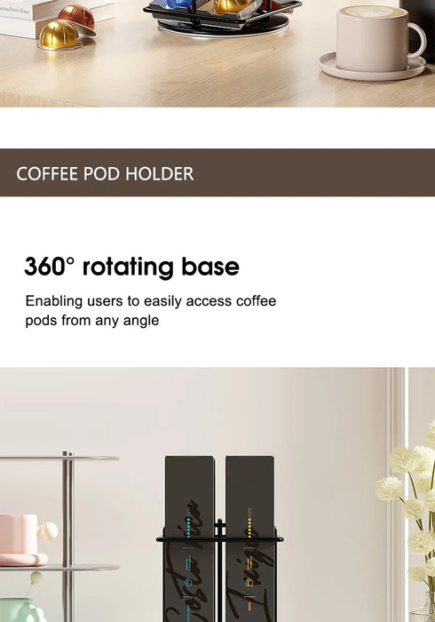 40‑Pod VertuoLine Carousel Pod Holder — 360° Rotating Wire Stand, Black