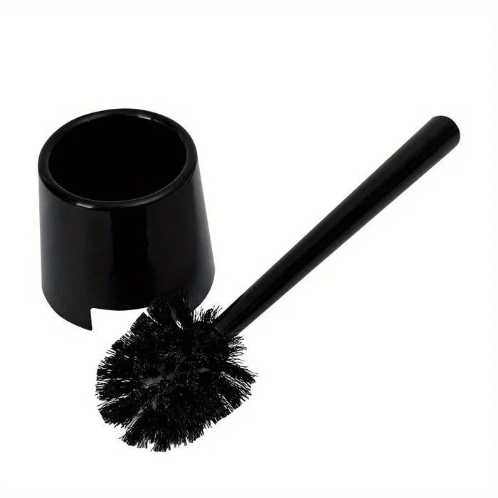 Long‑Handle Toilet Brush with Holder — Flexible Deep‑Clean, Portable (White or Black)