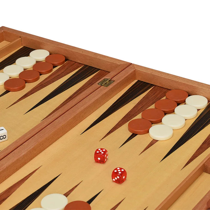 Handmade Foldable Wooden Backgammon Set – 11–17 inch, Inlaid Board & Full Accessory Set