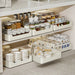 Metal Slide‑Rail Pull‑Out Cabinet Organiser with Self‑Adhesive Base