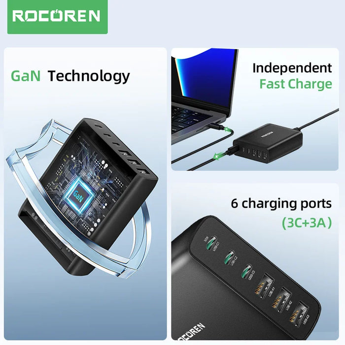 100W GaN USB‑C PD Fast Charger – Quick Charge 4.0/3.0 Desktop Station for iPhone 17 Pro Max