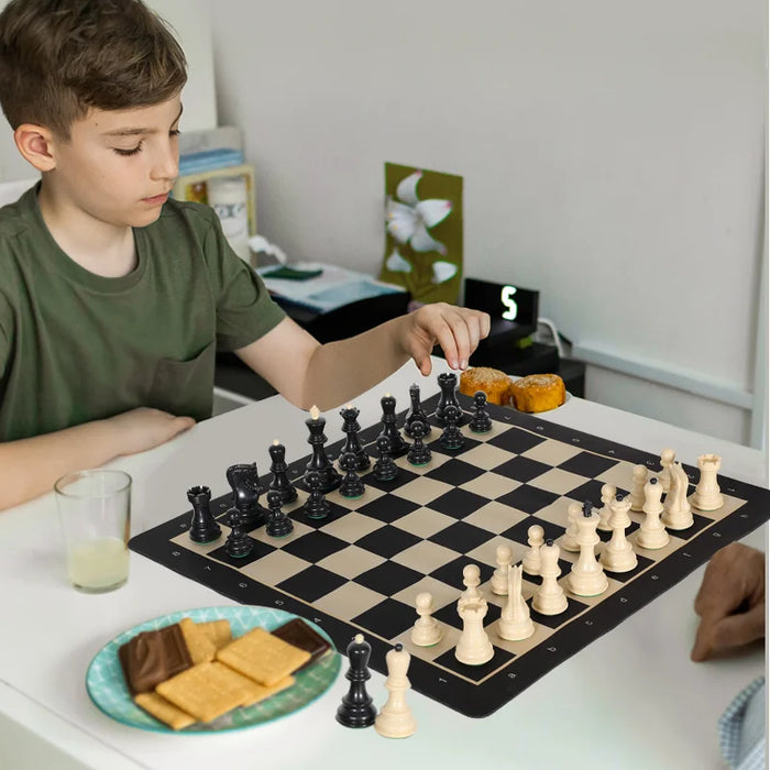 20-inch Portable Folding Chess Set with Weighted Pieces — Tournament Grade