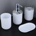 4‑Piece Plastic Bathroom Accessory Set — Soap Dispenser, Storage & Rinse Cups, Soap Dish