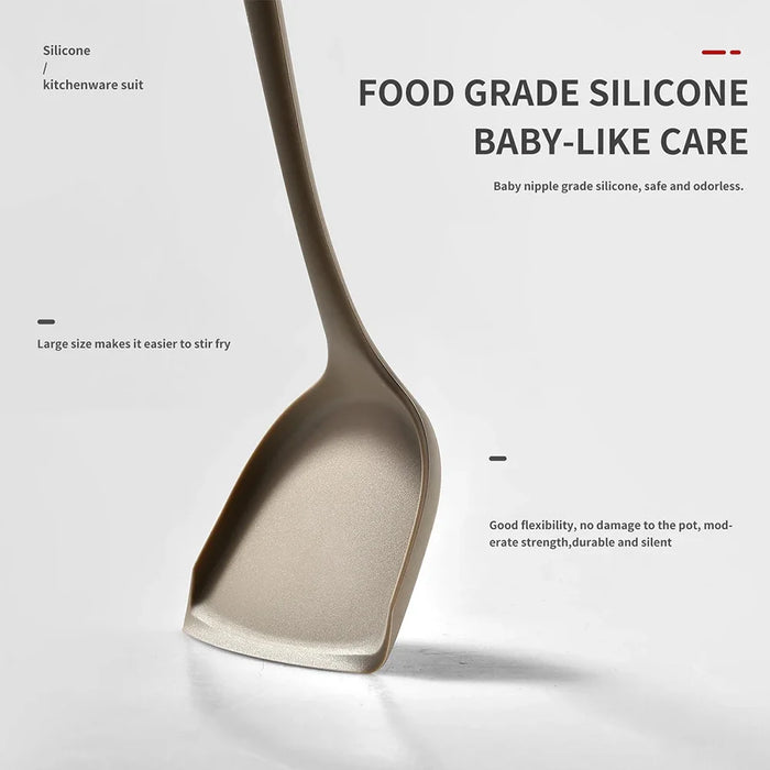 15-Piece Khaki Silicone Kitchen Utensil Set — Food-Grade Cookware Tools