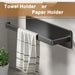 Self‑Adhesive Paper Towel & Toilet Roll Holder — No Drilling, Metal Rack (Black/Grey/White)