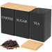 3‑Piece Coffee, Tea & Sugar Canister Set — Stainless Steel with Airtight Bamboo Lids