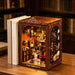 Twilight Library DIY Wooden Bookend Miniature Cottage with Touch LED