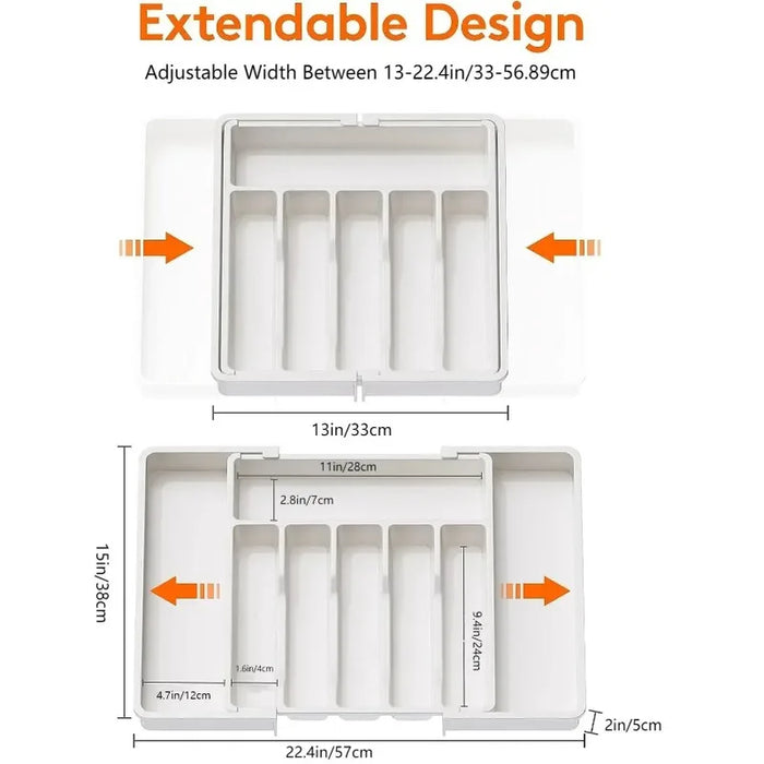 Adjustable Cutlery Drawer Organiser – Expandable Plastic Tray with Dividers