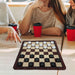 Portable Checkers Set – Wood-Grain Board (24 × 24 cm) with 24 Pieces