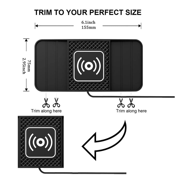 15W Fast Wireless Charging Pad – Non-slip Car Mat, USB-powered (Type-C or USB)