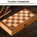 29x29cm Foldable 3‑in‑1 Wooden Chess, Checkers & Backgammon Board