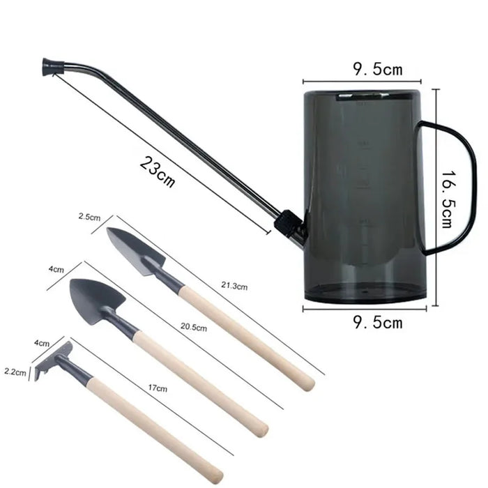1 L / 1.5 L Long-Spout Watering Can with 3-Piece Shovel Set for Indoor & Outdoor Plants